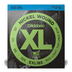 Bass Guitar Strings - D'Addario EXL165 - Long Scale - Nickel Wound - Regular Light Top/Medium Bottom - 45-105