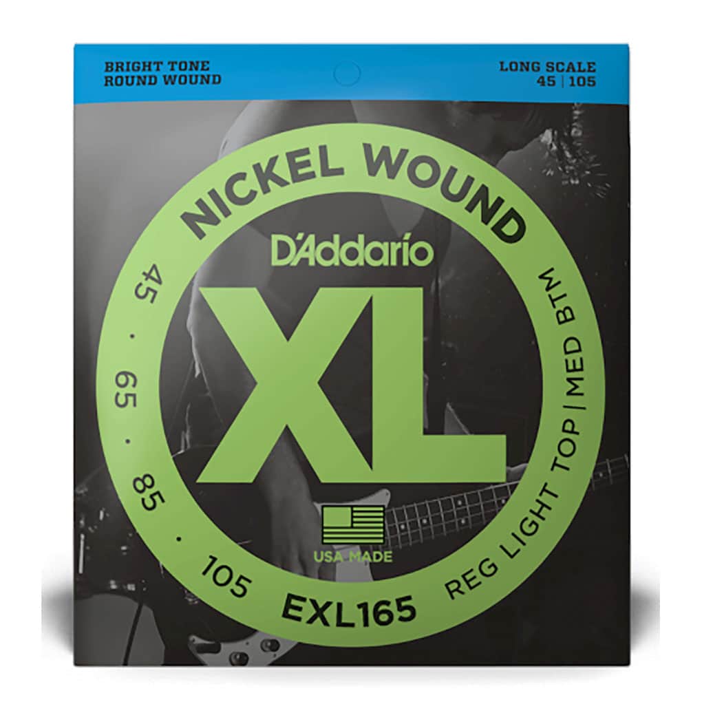 Bass Guitar Strings – D’Addario EXL165 – Long Scale – Nickel Wound – Regular Light Top/Medium Bottom – 45-105 1