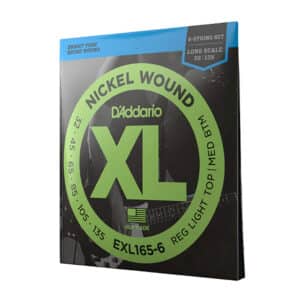 Bass Guitar Strings – D’Addario EXL165-6 – 6 String – Long Scale – Nickel Wound – Regular Light Top/Medium Bottom – 32-135  2