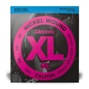 Bass Guitar Strings - D'Addario EXL170M - Medium Scale - Nickel Wound - Regular Light - 45-100