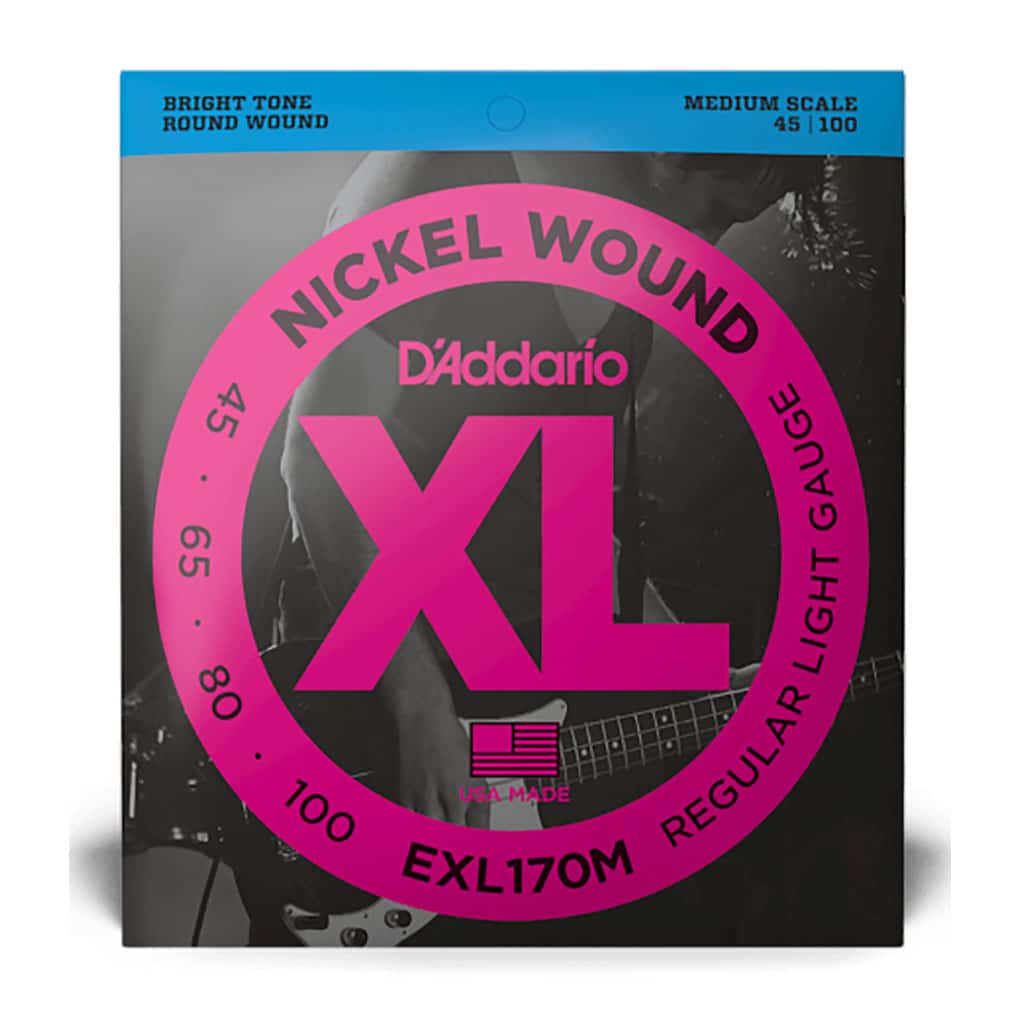 Bass Guitar Strings – D’Addario EXL170M – Medium Scale – Nickel Wound – Regular Light – 45-100 1