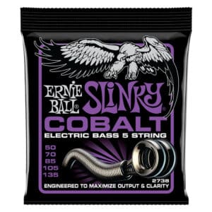 Bass Guitar Strings - Electric - Ernie Ball 2738 - 5-String - Cobalt - Power Slinky - 50-135