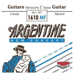 Gypsy Jazz Guitar Strings - Savarez 1610MF- Argentine New Concept - Plain Steel - Silver Plated Copper - Light - Ball End